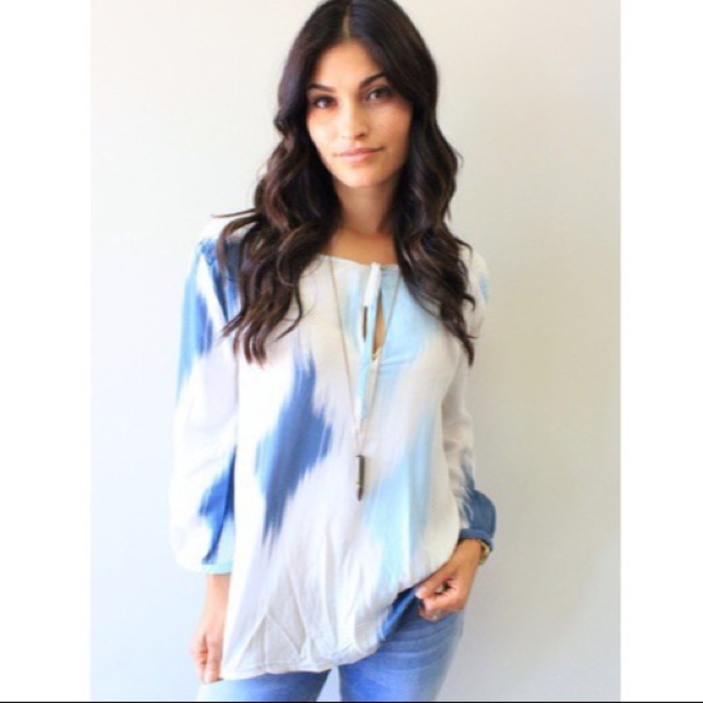 New BB Dakota Allie Blouse Peasant Smocked Small